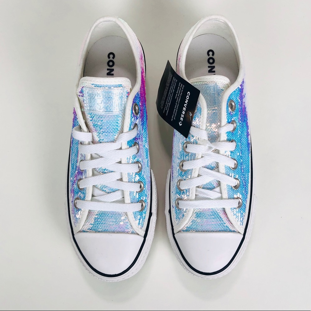 Converse Ctas Sequin Silver Platform Low Top - Picture 8 of 8